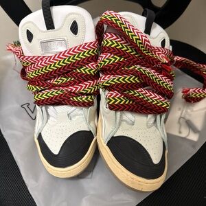 Lanvin High-Tops with Red and Yellow Patterned Laces
